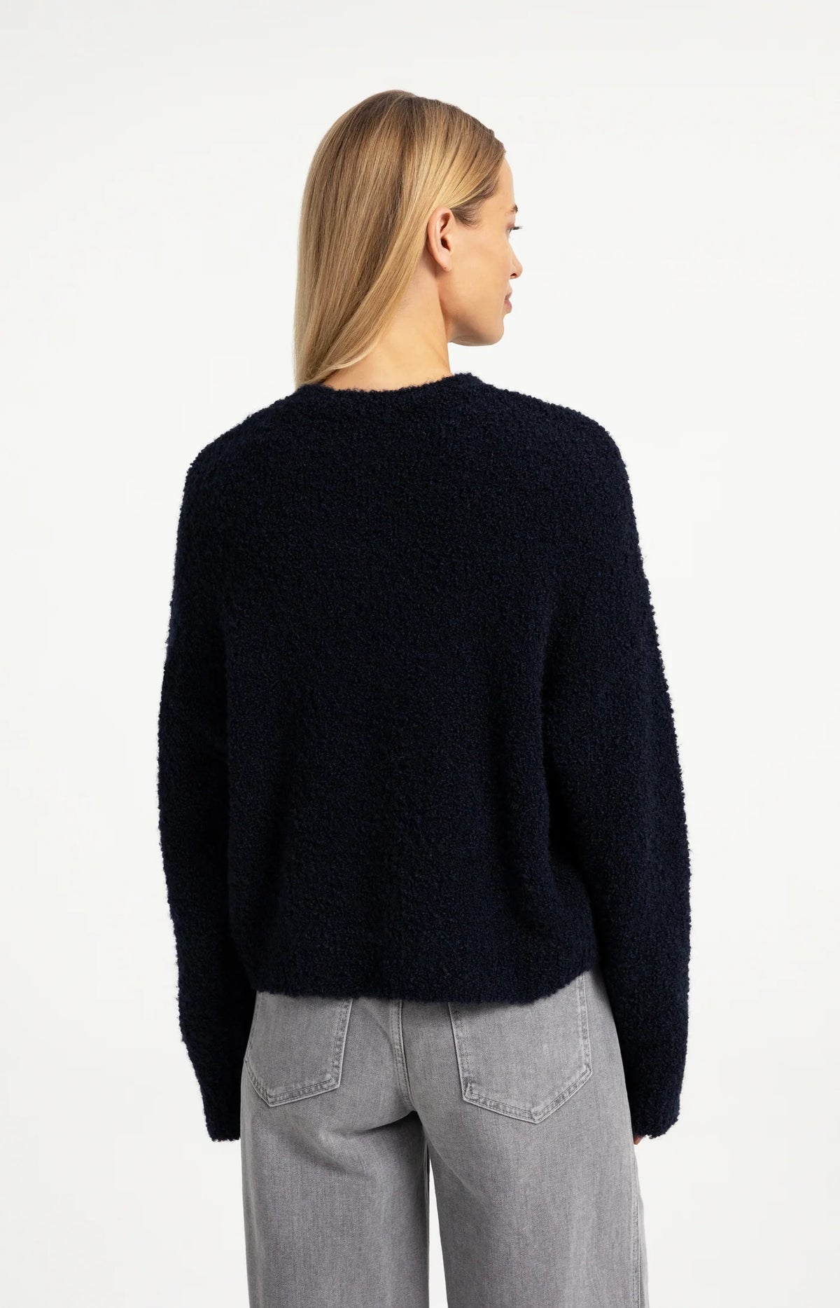 YAYA | Knitted Sweater Artwork Cat Black Dessin