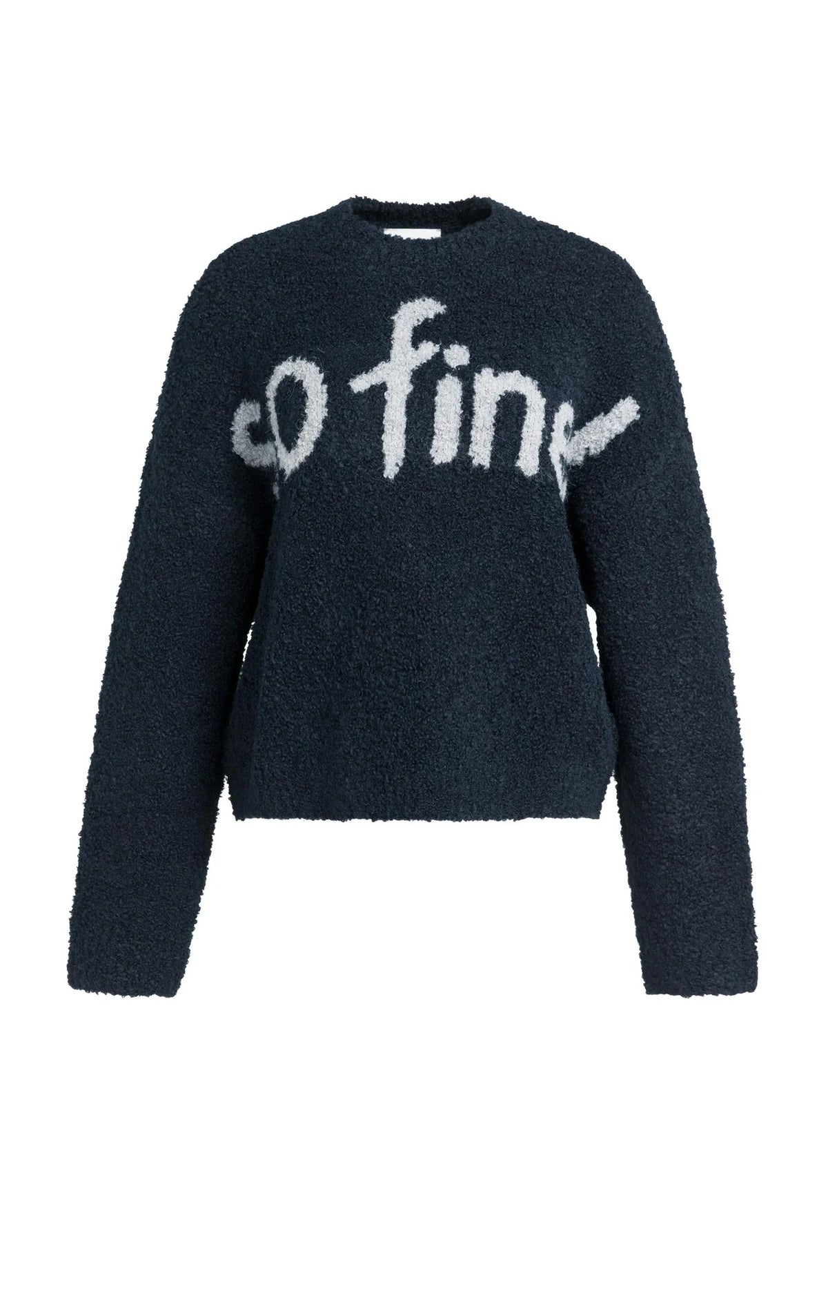 YAYA | Knitted Sweater Artwork Cat Black Dessin