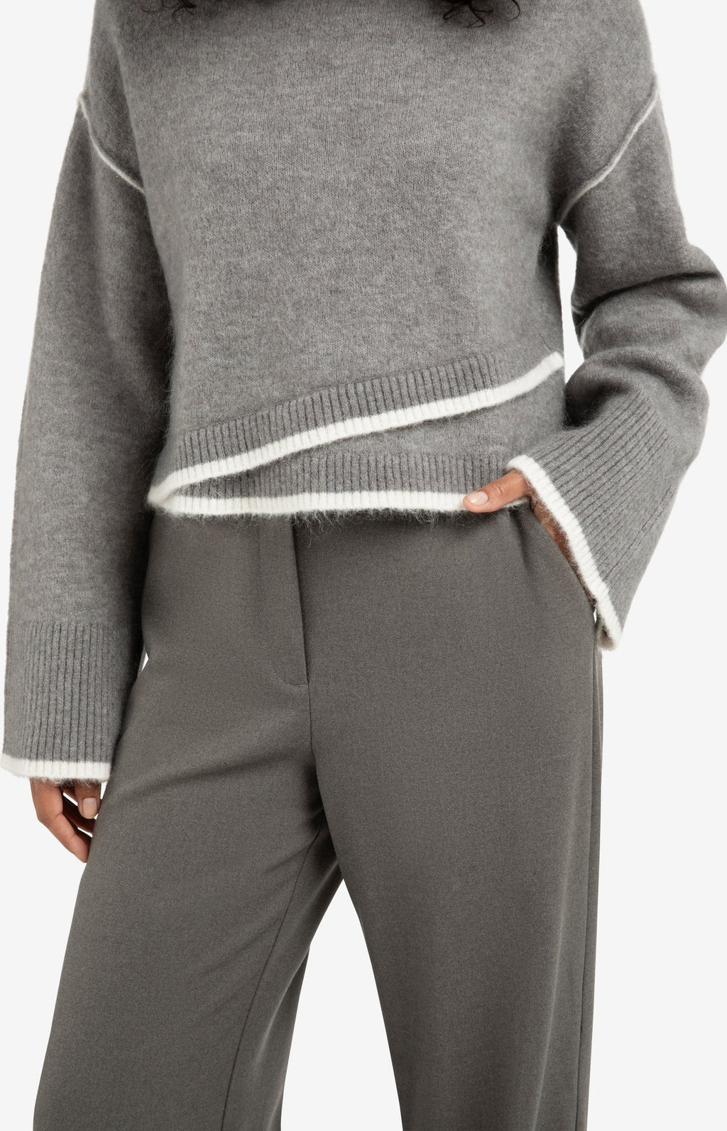 YAYA | Knitted Sweater Taupe Grey Melange