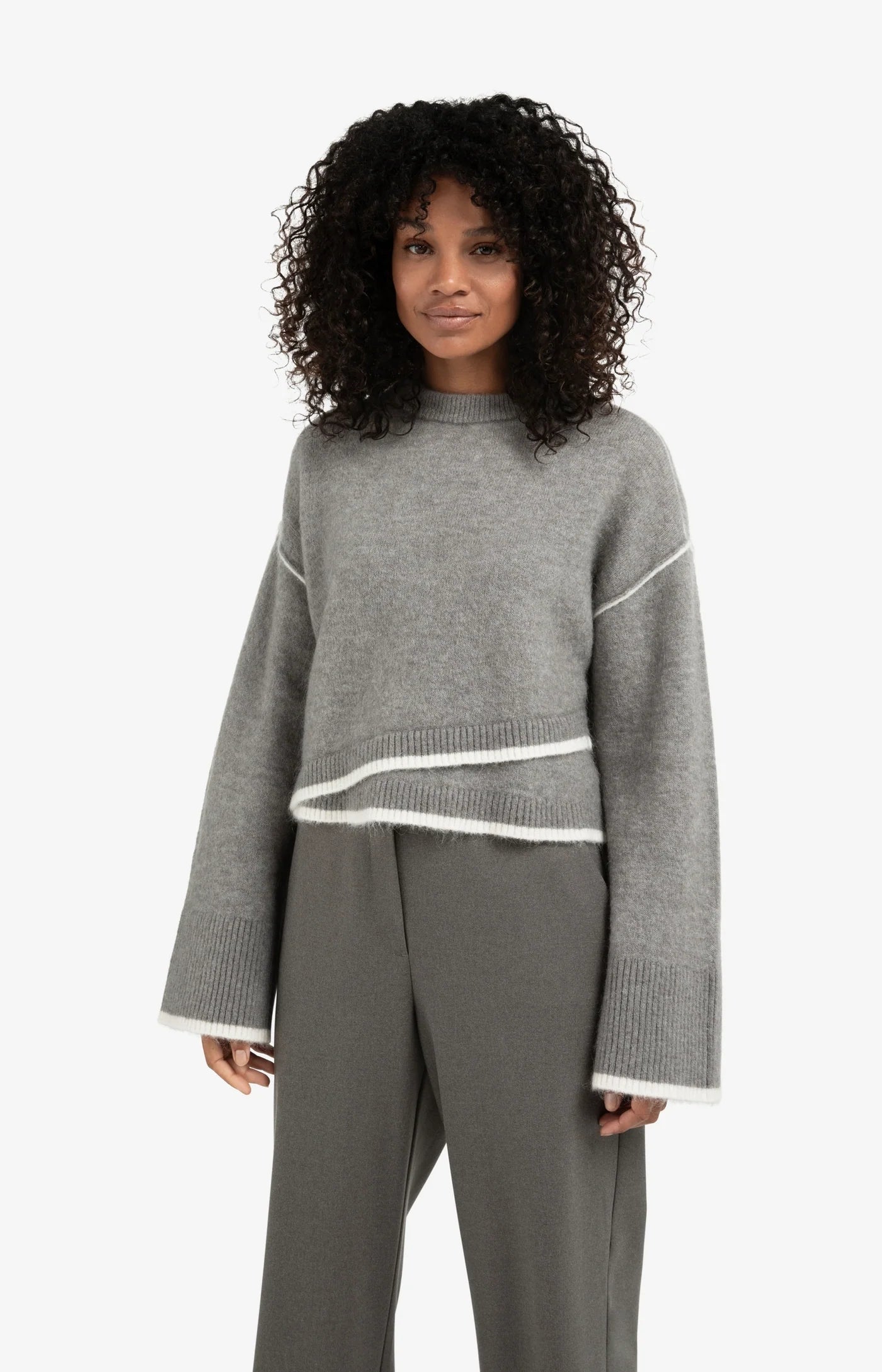 YAYA | Knitted Sweater Taupe Grey Melange