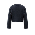 YAYA | Gebreide trui met contrasterende lijnen Blauw