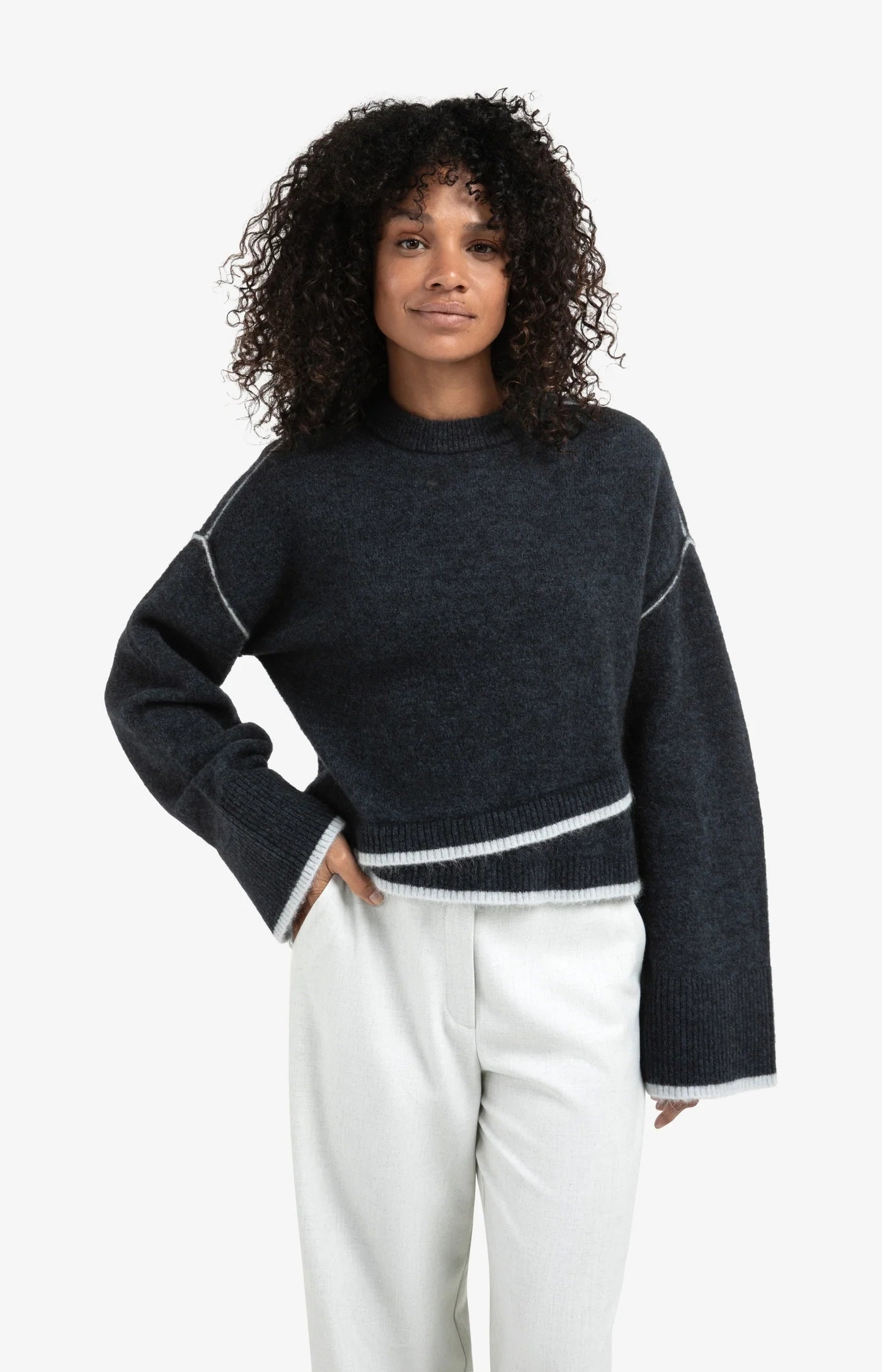 YAYA | Knitted Sweater Collegiate Blue Melange