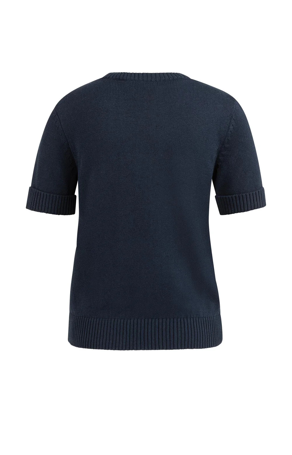 YAYA | Gebreide trui met omgeslagen korte mouwen