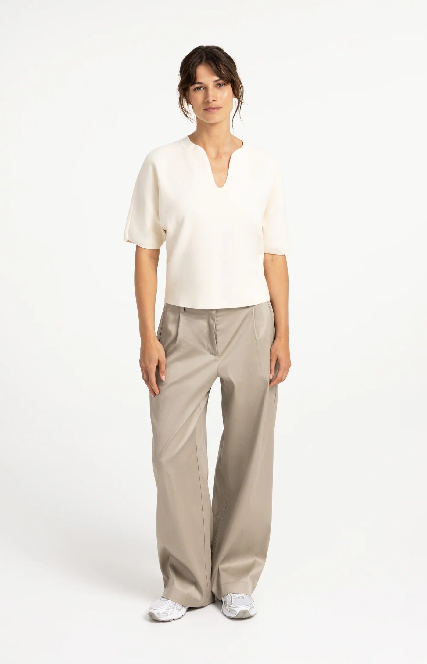 YAYA | Knitted Top Collar Off White