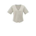 YAYA | Gebreide top met korte mouwen en knoopsluiting - milk brown -01-010115-507