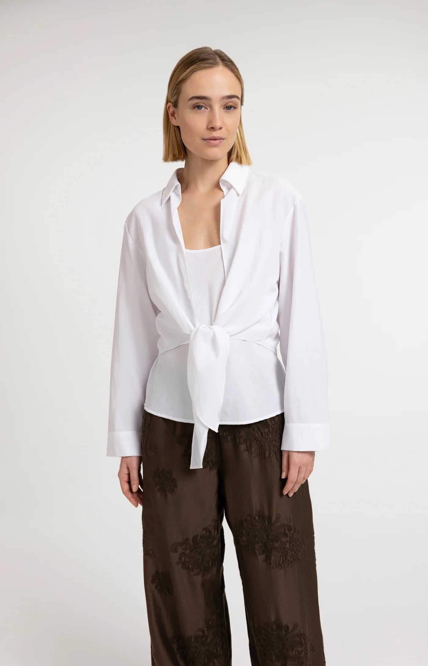 YAYA | Knitted Blouse Matching Top Pure White