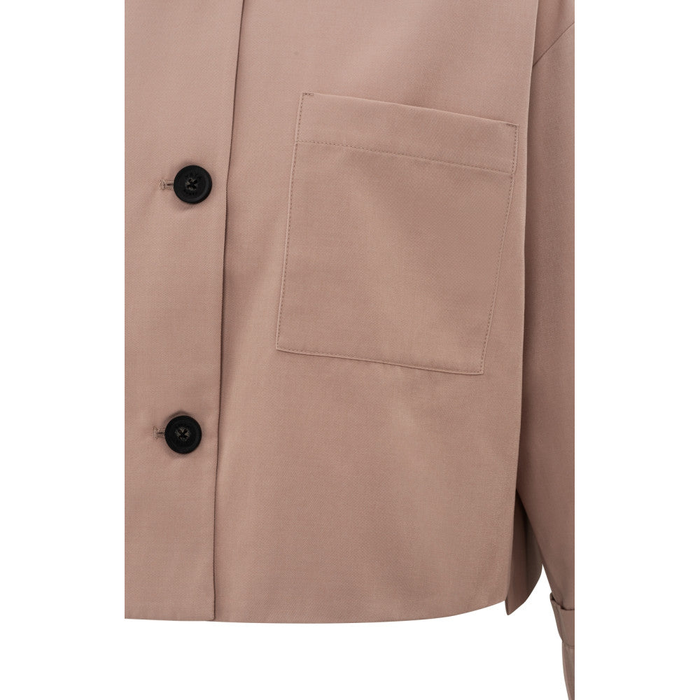 YAYA | Kort oversized jack van zware satijnstof met knopen - dusty pink - 02-001045-502