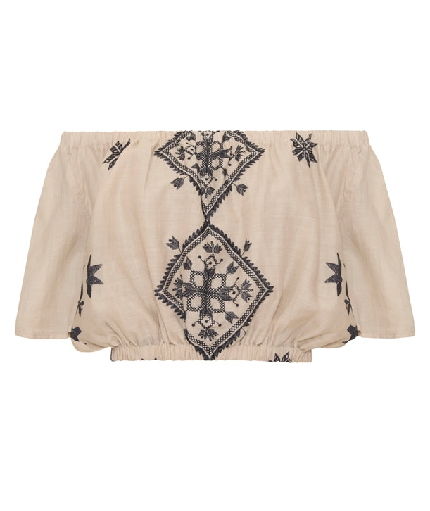 Greek Archaic Kori | top lefkada strapless - beige/black - s25k-440371