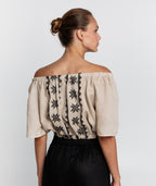 Greek Archaic Kori | top lefkada strapless - beige/black - s25k-440371