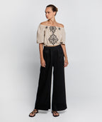 Greek Archaic Kori | top lefkada strapless - beige/black - s25k-440371