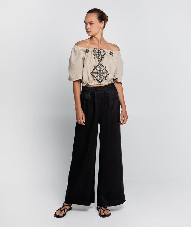 Greek Archaic Kori | top lefkada strapless - beige/black - s25k-440371