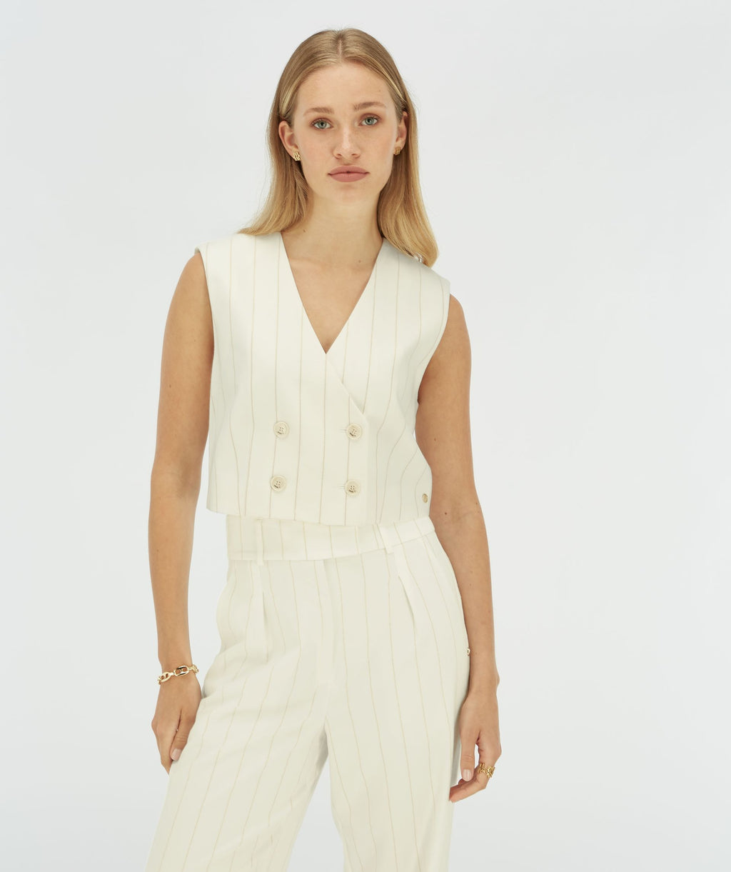 Josh V | Leva cropped gilet - light ecru - JV-2506-0107
