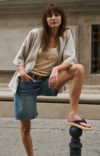 YAYA | Linen Wrap Jacket Tie Belt Light Beige Melange