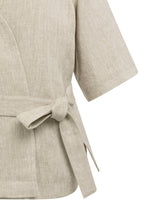 YAYA | Linen Wrap Jacket Tie Belt Light Beige Melange