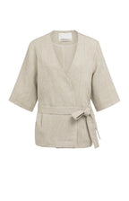 YAYA | Linen Wrap Jacket Tie Belt Light Beige Melange