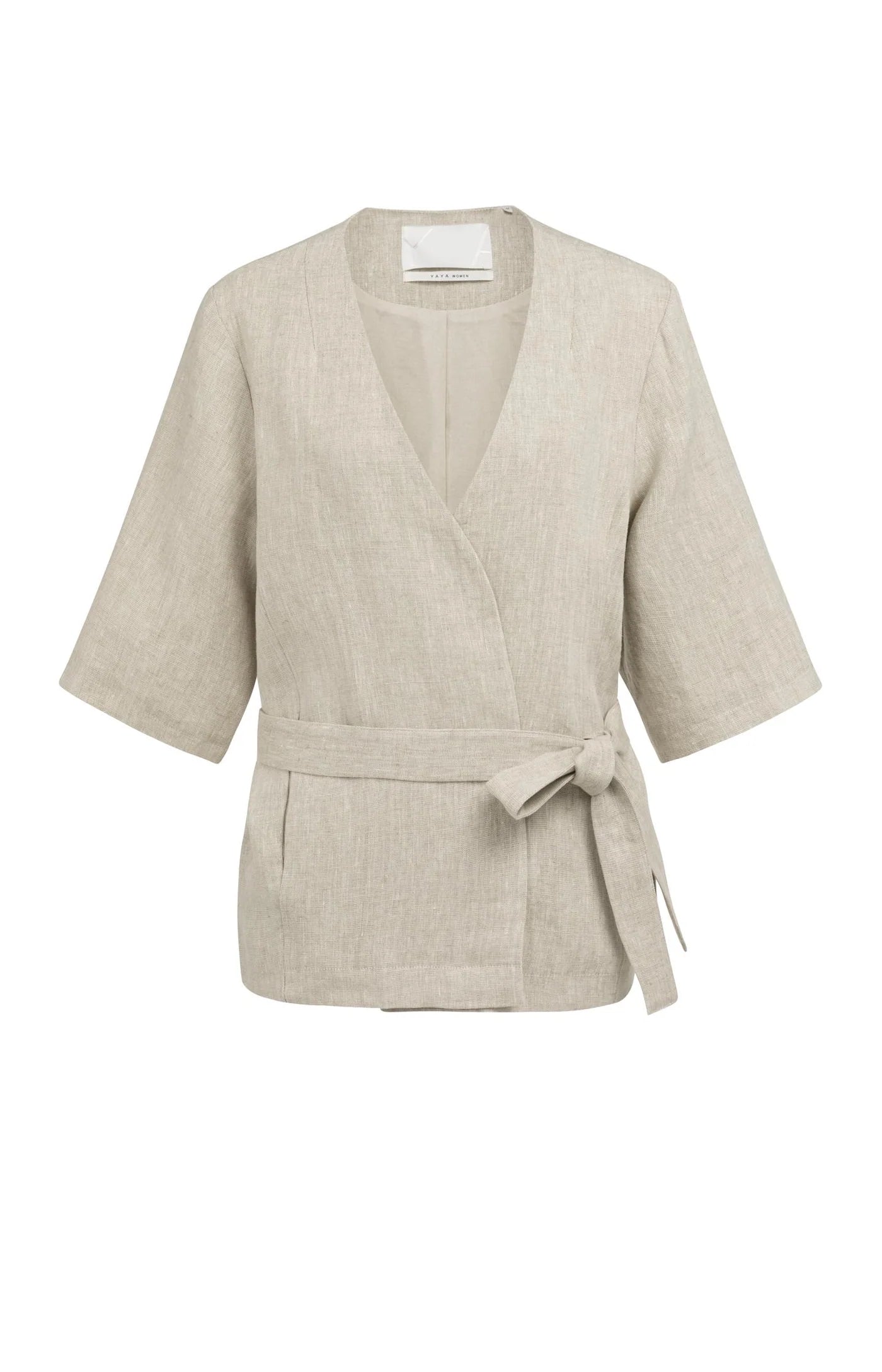 YAYA | Linen Wrap Jacket Tie Belt Light Beige Melange