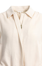 Yaya | Linnen Blousejack met Kraag en Elastische Zoom Cloud Creme White