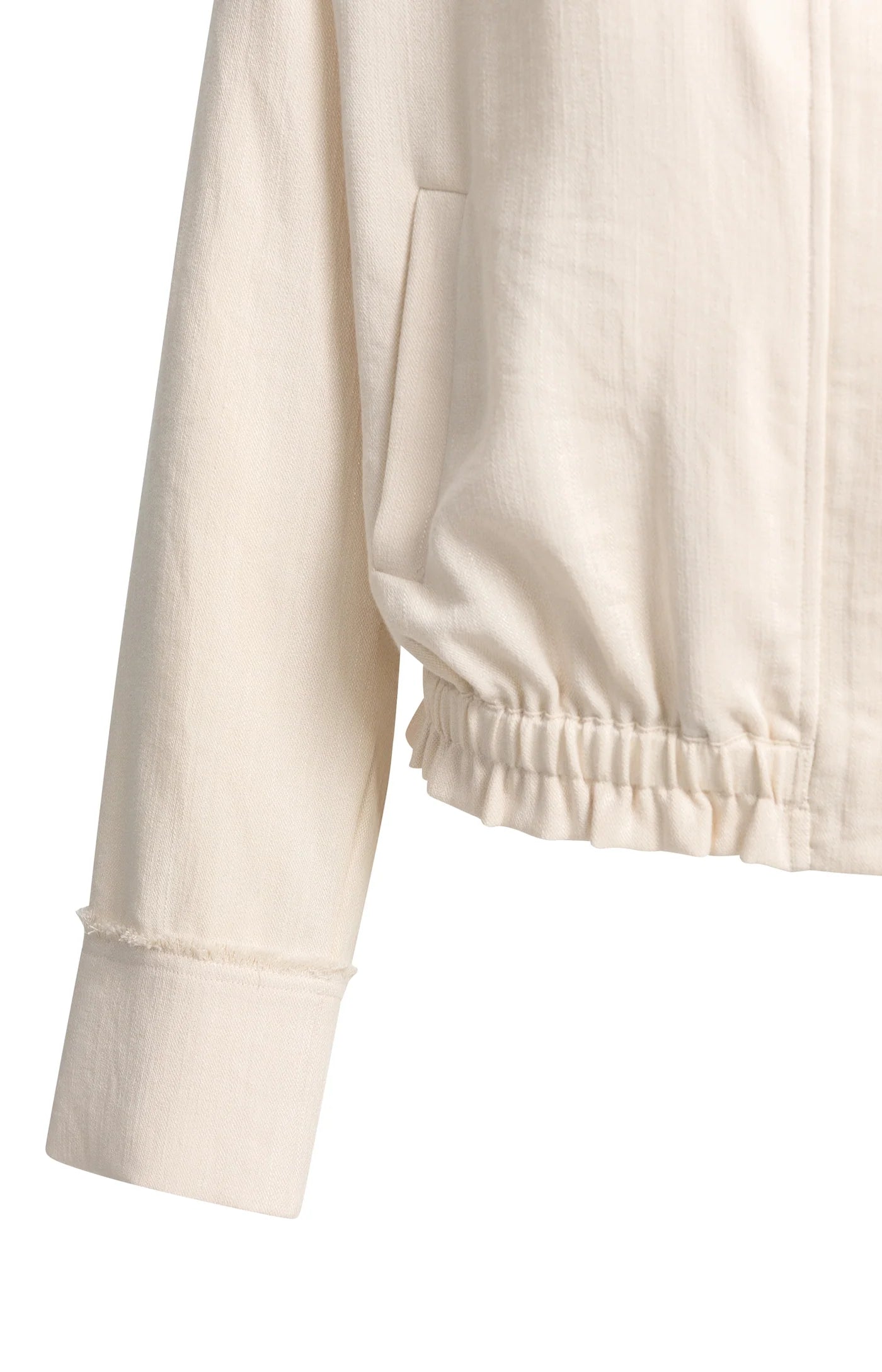Yaya | Linnen Blousejack met Kraag en Elastische Zoom Cloud Creme White