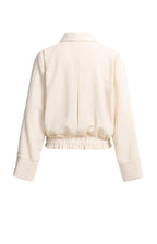 Yaya | Linnen Blousejack met Kraag en Elastische Zoom Cloud Creme White