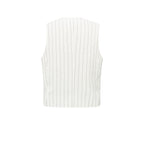 YAYA | Linnenmix gilet met krijtstreep- sand linen beige dessin - 01-521003-505