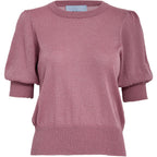 Minus | Liva - Puff Sleeve Metallic Knit Pullover - mauve orchid metal - MI5705