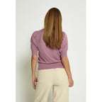 Minus | Liva - Puff Sleeve Metallic Knit Pullover - mauve orchid metal - MI5705