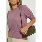 Minus | Liva - Puff Sleeve Metallic Knit Pullover - mauve orchid metal - MI5705