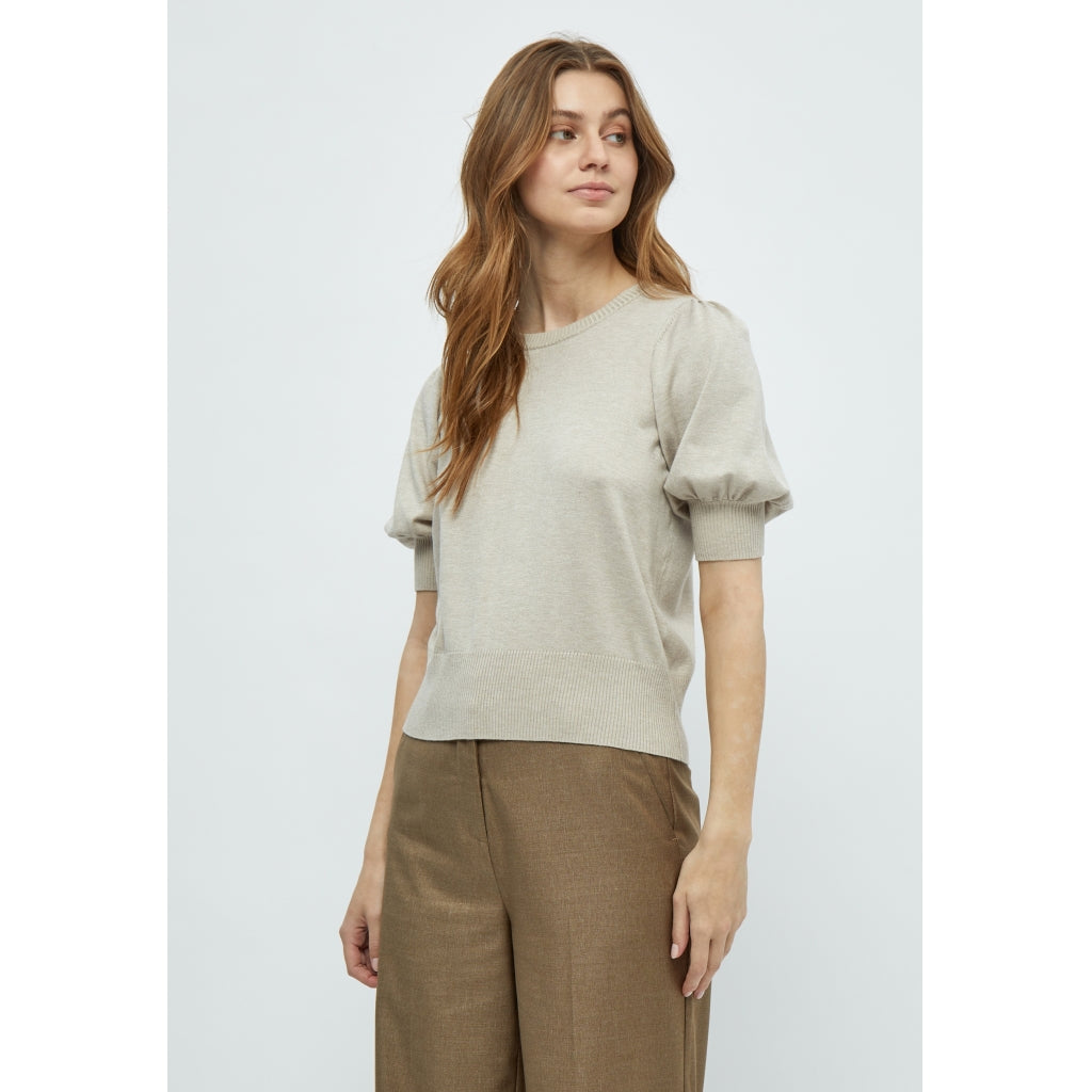 Minus | Liva knit tee - Sand gray melange - MI3939