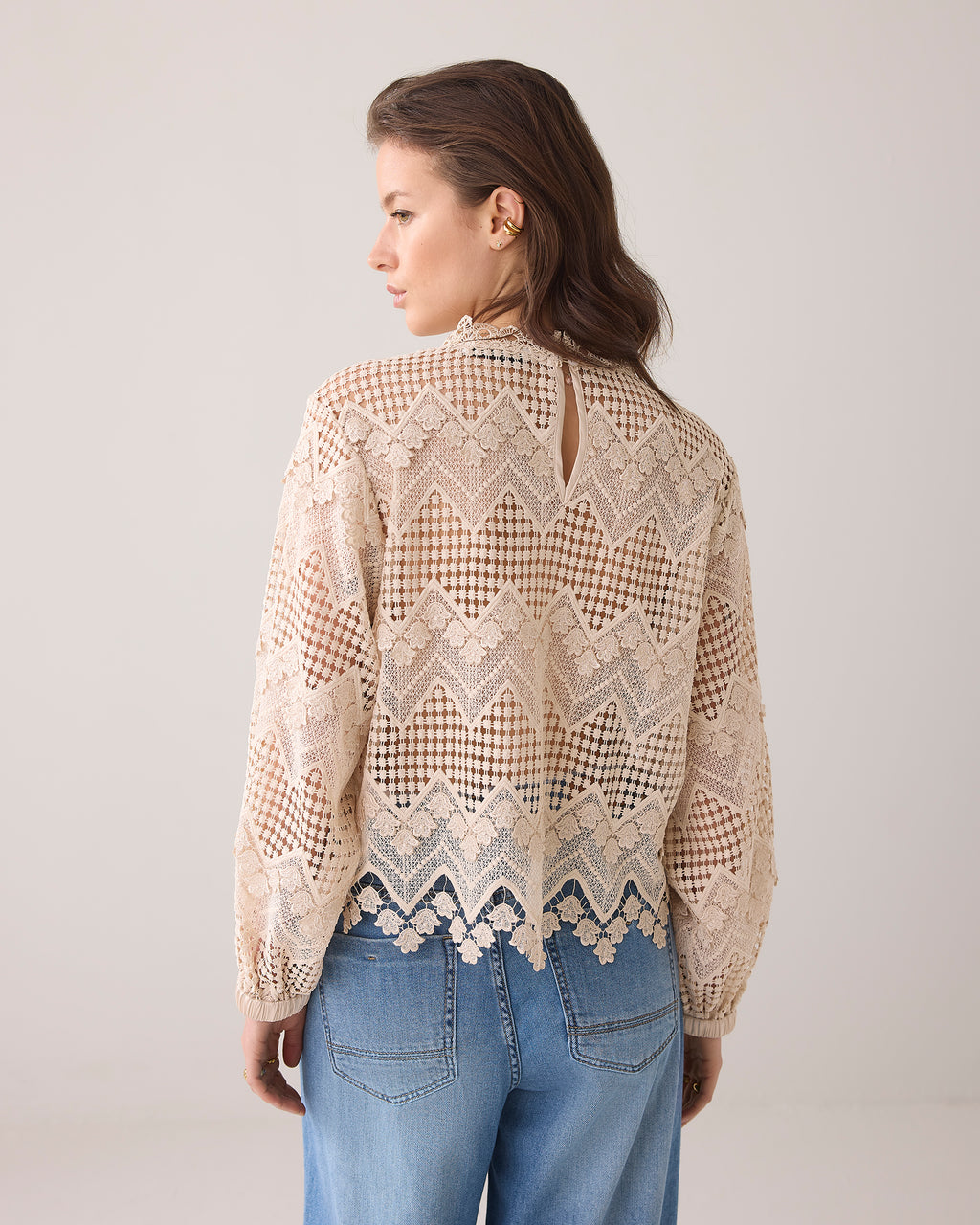 Summum Woman | Longsleeve top lace - pebble beige - 871922474