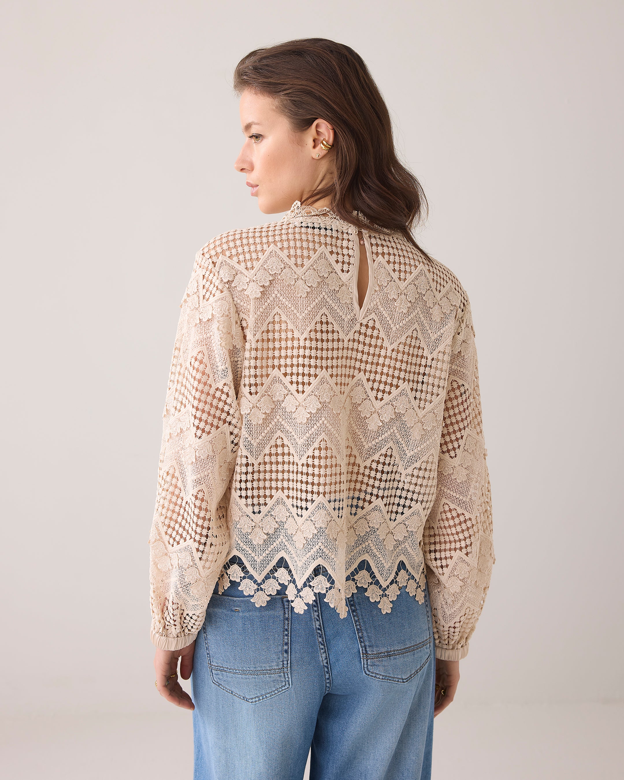 Summum Woman | Longsleeve top lace - pebble beige - 871922474