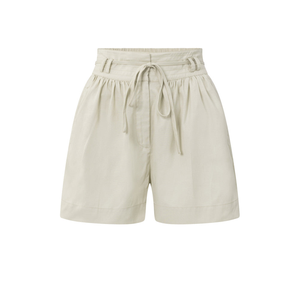 YAYA | Luchtige short met hoge taille, taillekoord, zakken en rits - 01-321020-406