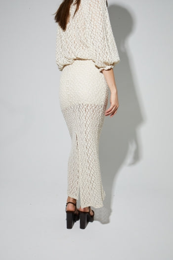 Imprevu | Rebecca Flower Maxi Skirt Natural Lace