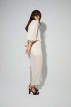 Imprevu | Rebecca Flower Maxi Skirt Natural Lace