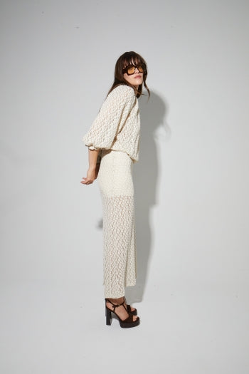 Imprevu | Rebecca Flower Maxi Skirt Natural Lace