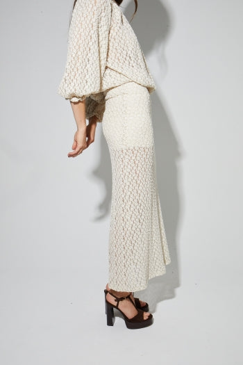 Imprevu | Rebecca Flower Maxi Skirt Natural Lace