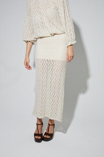 Imprevu | Rebecca Flower Maxi Skirt Natural Lace