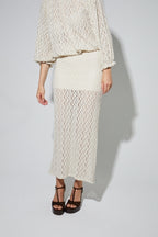 Imprevu | Rebecca Flower Maxi Skirt Natural Lace