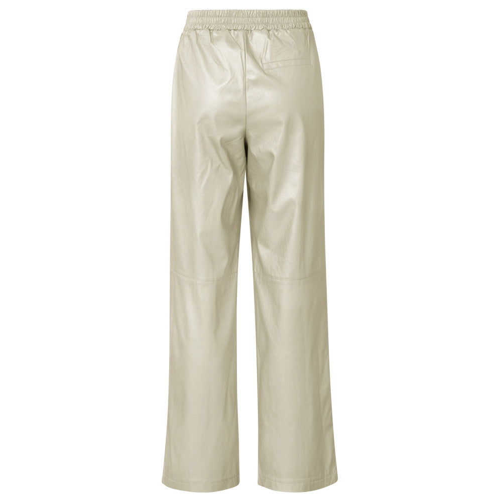 YAYA | Metallic faux leren broek met wijde pijpen en normale fit - metallic gold - 01-309108-411