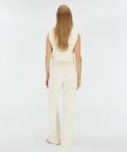 Josh V. | Mies  - high waisted wide leg pantalon met lurex - light ecru - JV-2506-0402