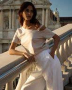 YAYA | Geweven high waist broek met wijde pijpen en naaddetails - crispy white - 01-301206-507