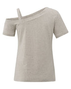 YAYA | milkbrown melange t-shirt met schouderbandje - milk brown melange - 01-709304-507