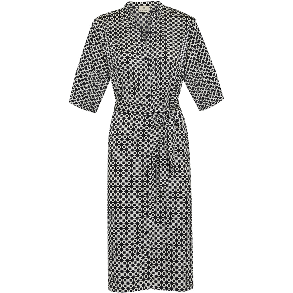 Peppercorn | odine 3/4 sleeve midi shirt dress - black print