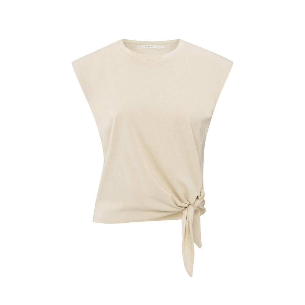 YAYA | Mouwloze top met knoopdetail - summer sand - 01-709278-505