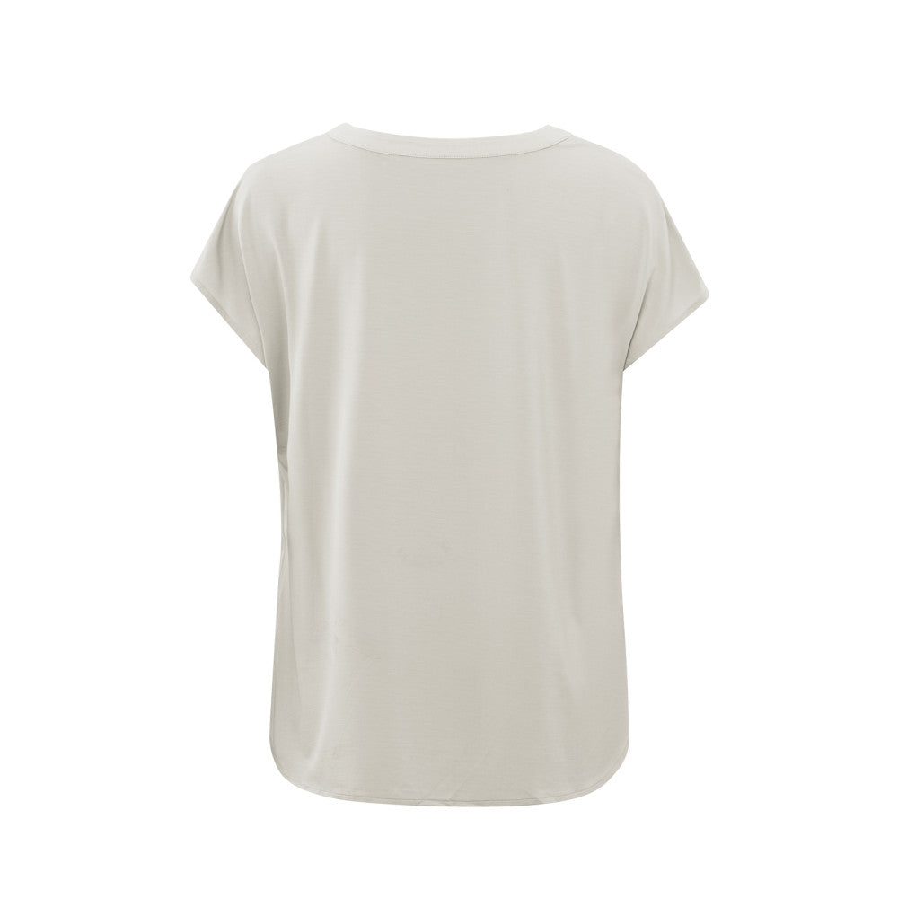 YAYA | Mouwloze top met V-hals in materiaalmix - 01-701201-407