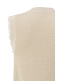 Yaya | Mouwloze trui met textuur, ronde hals en gerafelde randjes -  01-000345-404