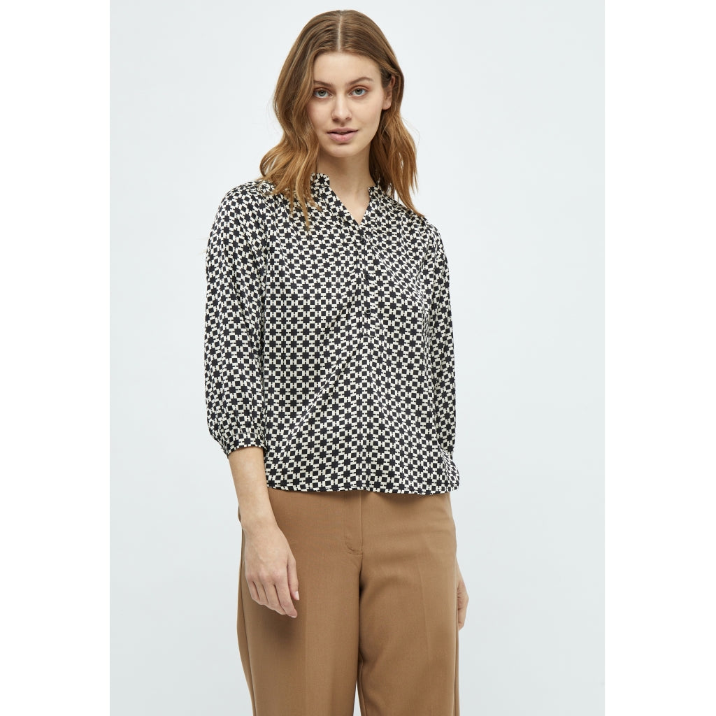 Peppercorn| odine 3/4 sleeve blouse - black print