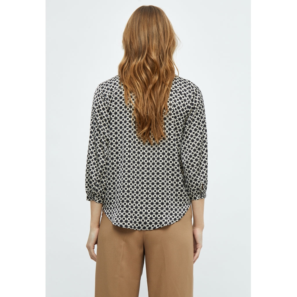 Peppercorn| odine 3/4 sleeve blouse - black print