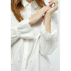 Peppercorn | Orinna long sleeve tie cuff shirt - gardenia