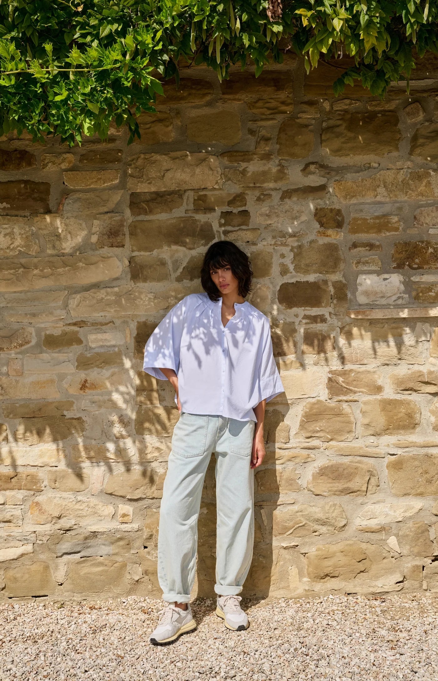 YAYA | Oversized Blouse Met Vleermuismouwen En Plooidetails Light Blue