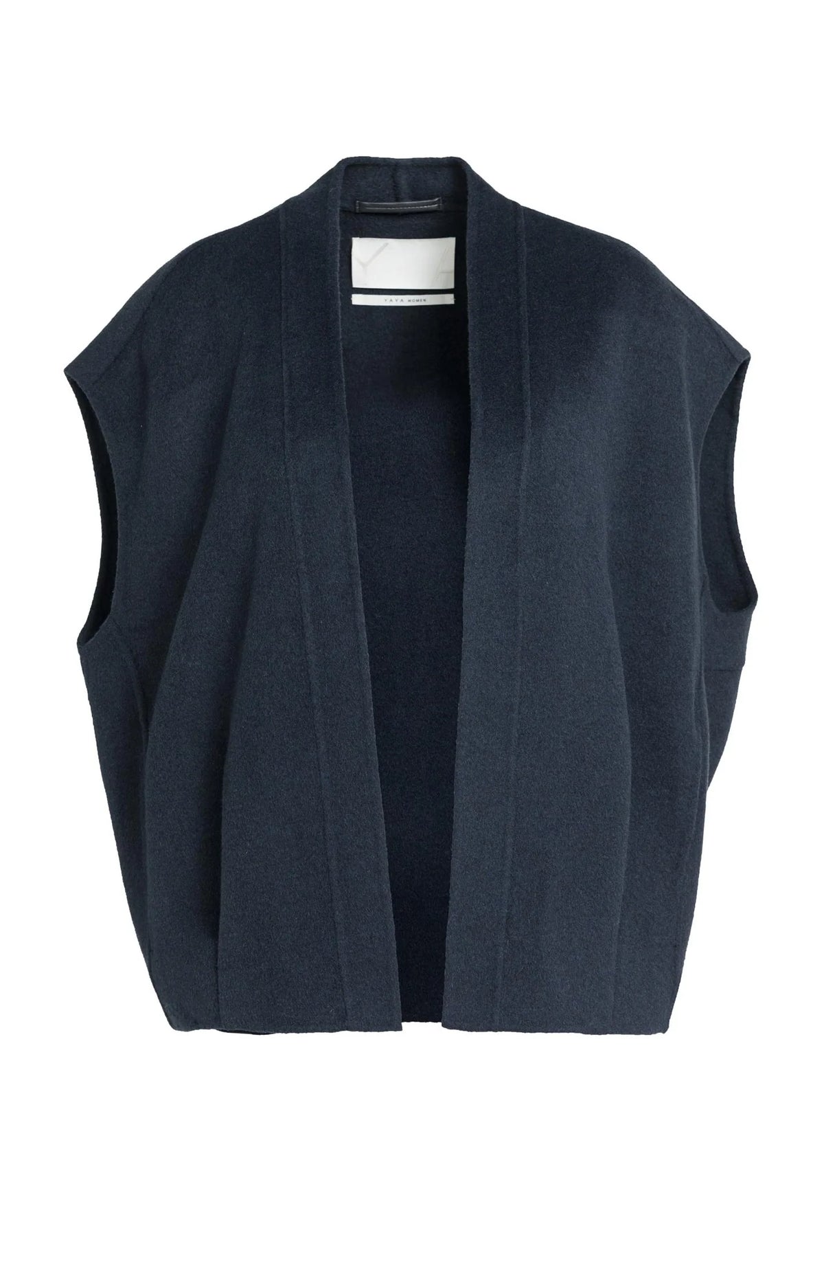 YAYA | Oversized Wool Blend Bodywarmer Cat Black Melange